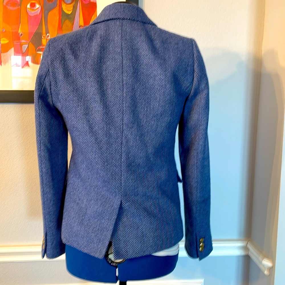 J. Crew Blue Herringbone Wool Blend Blazer - Picture 2 of 6